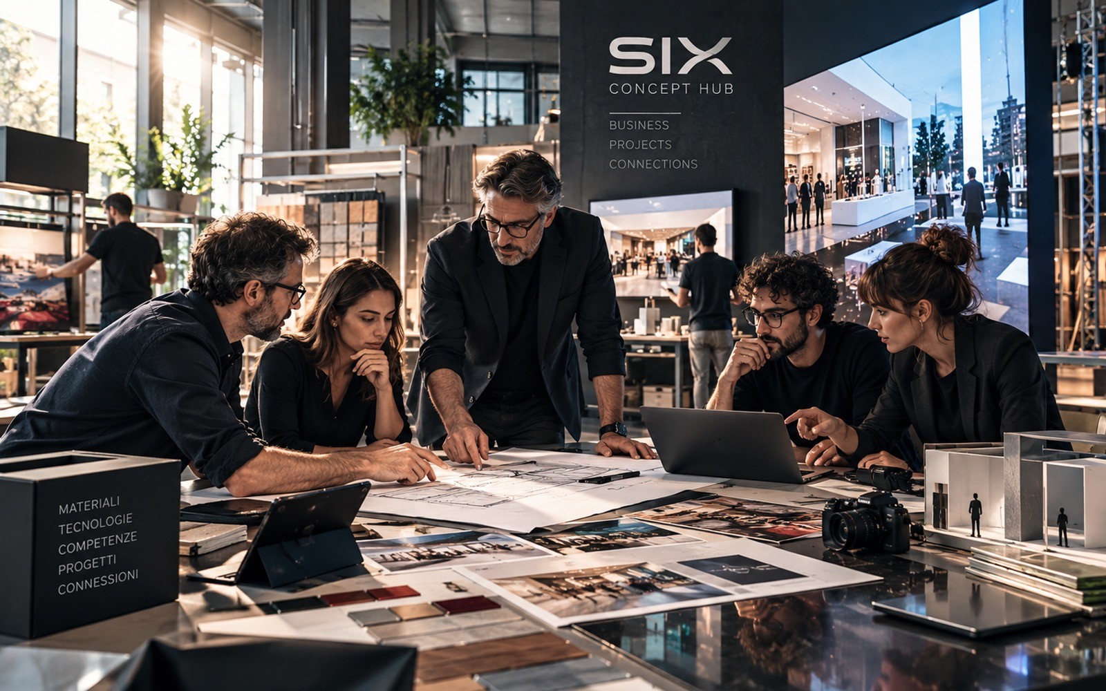 Tavolo di lavoro e professionisti: visione del Concept Hub SIX