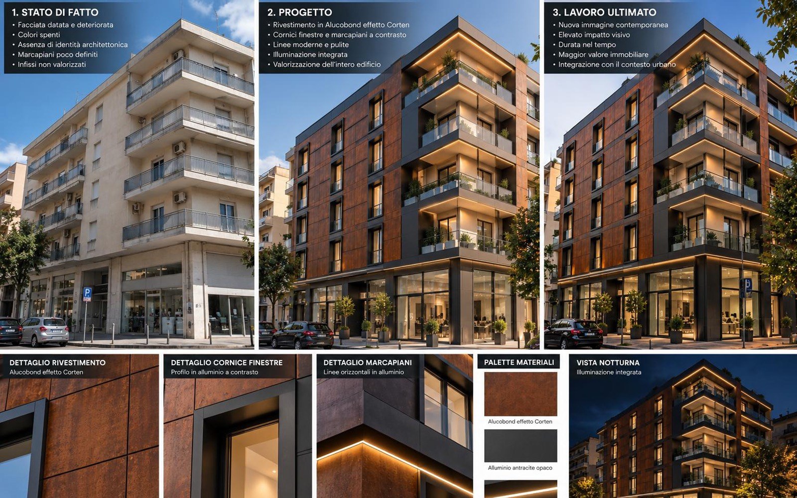Edificio effetto corten — Concept illustrativo